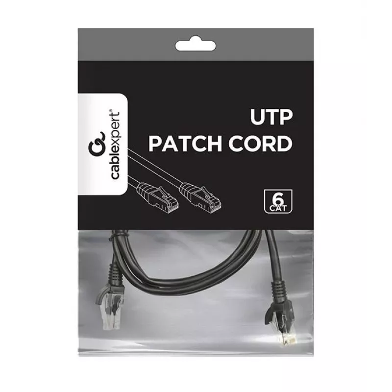 Sieťový kábel Gembird PP6U-1M RJ-45 Cat6 1m čierny