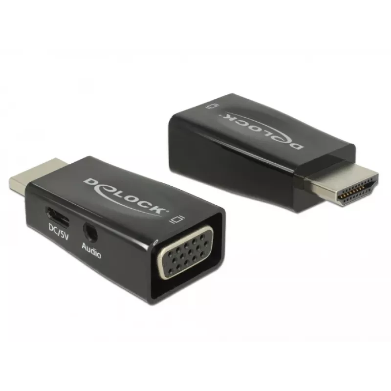 Adaptér DeLOCK 65901 HDMI A na VGA & 3,5 mm audio čierny