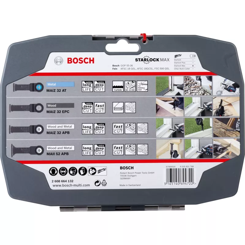 Bosch Starlock Best of Heavy Duty sady, 4-dielna, sada listov, kov, drevo, čierna, box