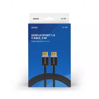 SAVIO DISPLAYPORT (M) - DISPLAYPORT (M) KÁBEL, V1.4, 3 m, CL-176