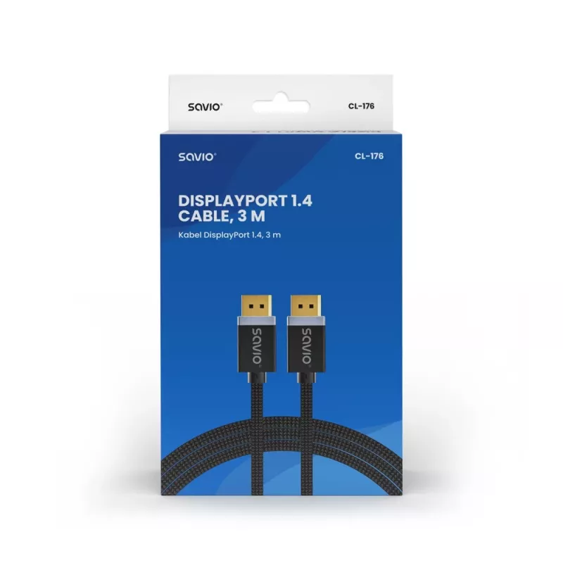 SAVIO DISPLAYPORT (M) - DISPLAYPORT (M) KÁBEL, V1.4, 3 m, CL-176