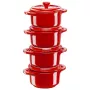Staub Mini Cocotte Okrúhly, 4 ks - 200 ml, Červená