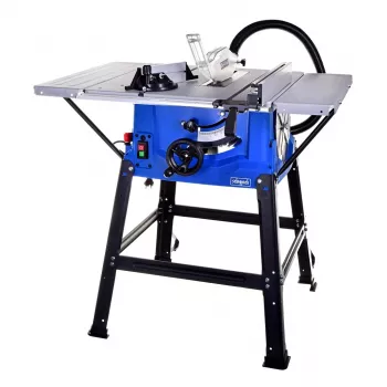 Stolová kotúčová píla Scheppach HS100S Special Edition — 2000 W, 250 mm kotúč, 85 mm hĺbka rezu, 0–45° pokos, sklopná podstava