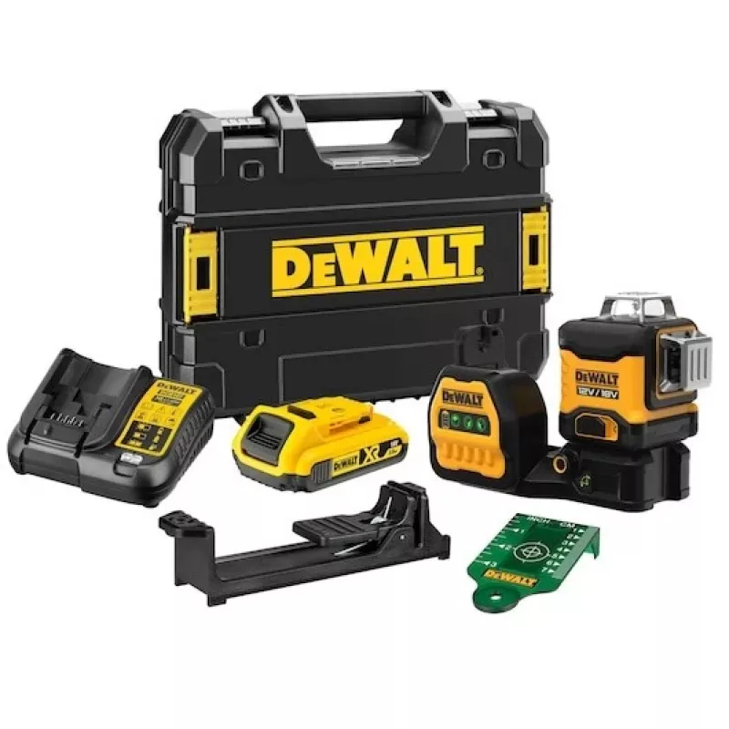 Laserová vodováha DeWalt DCE089D1G18-QW zelený lúč samonivelačná 360° s kompatibilitou prijímača