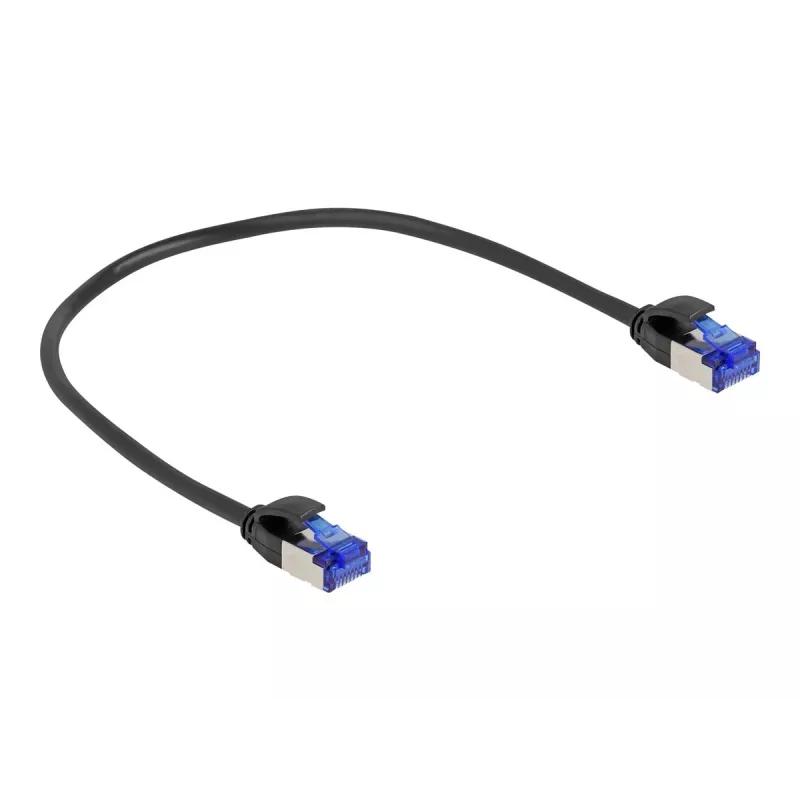 Sieťový kábel DeLOCK RJ45 Cat.6A S/FTP tenký 0.25m čierny
