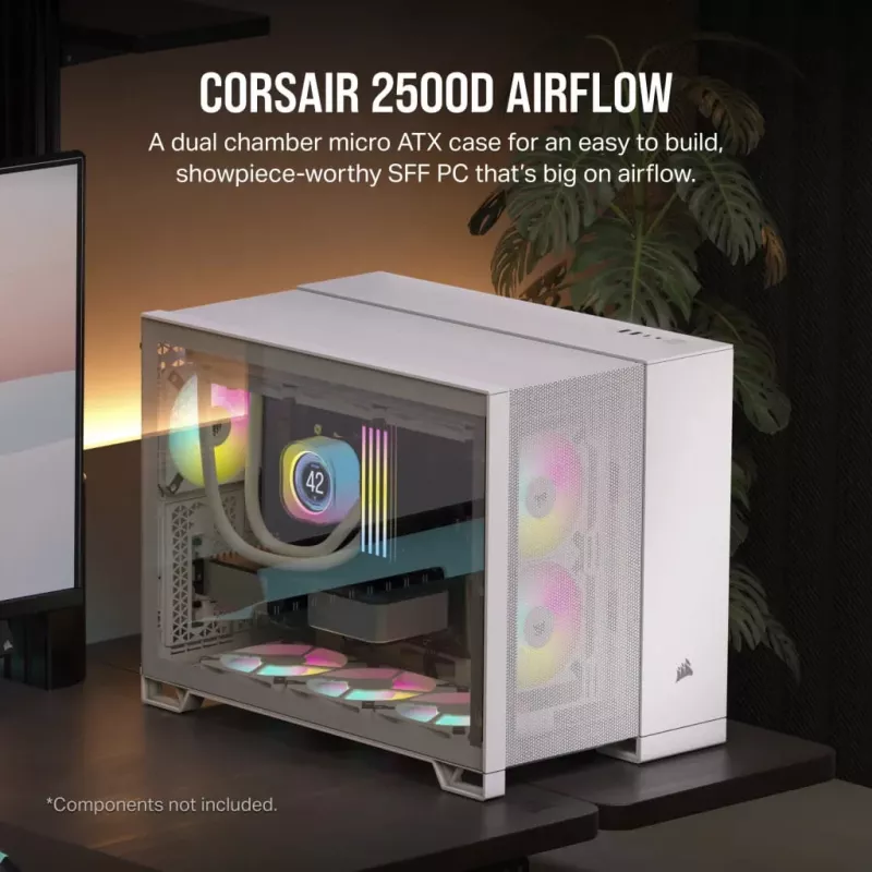 Corsair 2500D AIRFLOW Micro ATX Dual Chamber PC skriňa – biela CC-9011264-WW