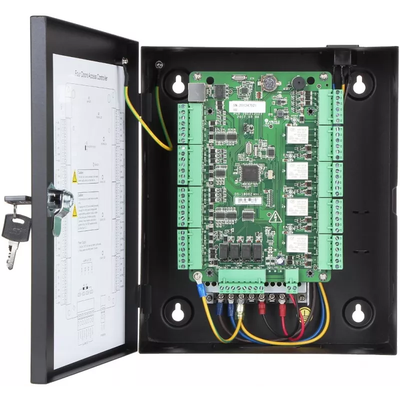 Prístupový kontrolér Hikvision DS-K2804 — čierny, 237×285×69 mm