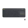 Logitech Wireless Touch Keyboard K400 Plus - klávesnica - bezdrôtová - 2,4 GHz - švajčiarska - čierna