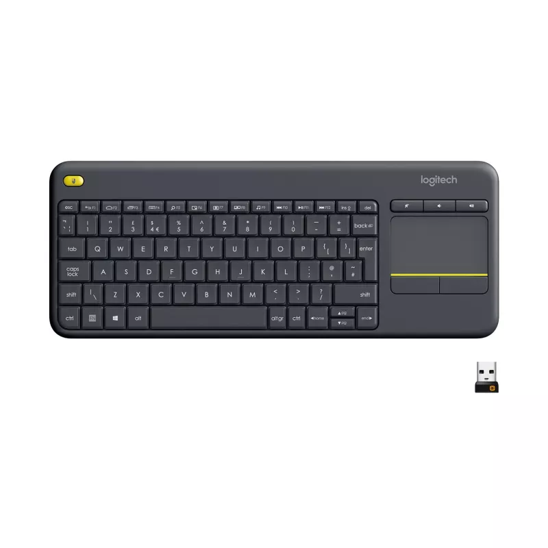 Logitech Wireless Touch Keyboard K400 Plus - klávesnica - bezdrôtová - 2,4 GHz - švajčiarska - čierna