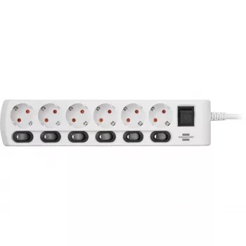 Brennenstuhl 1153110126 predlžovací kábel 2 m 6 AC zásuviek interiér biela (1153110126)