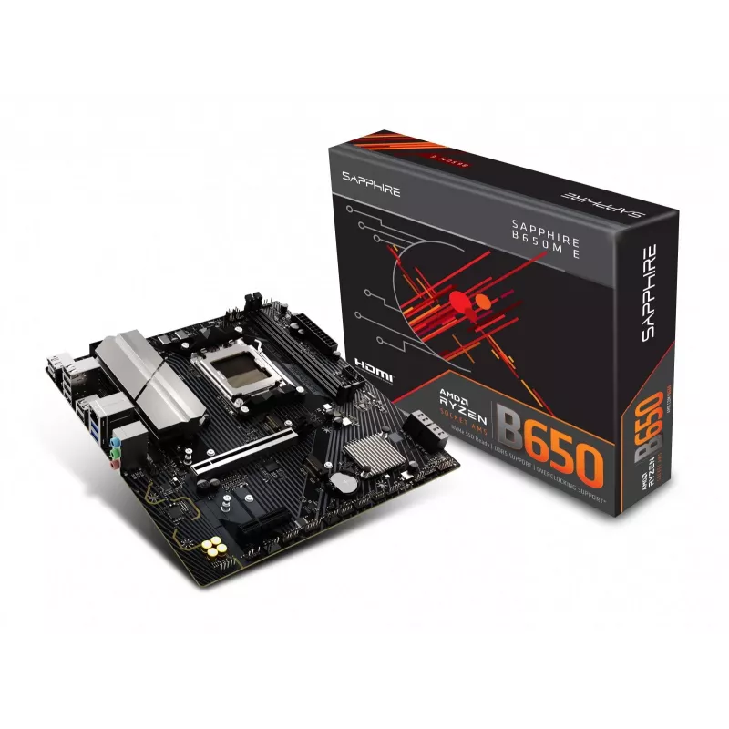 Základná doska Sapphire B650M-E (AMD B650) micro ATX, socket AM5, DDR5, 2x DIMM, 96GB, 2x M.2 (PCIe5/4), 4x SATA III, 2,5Gb LAN
