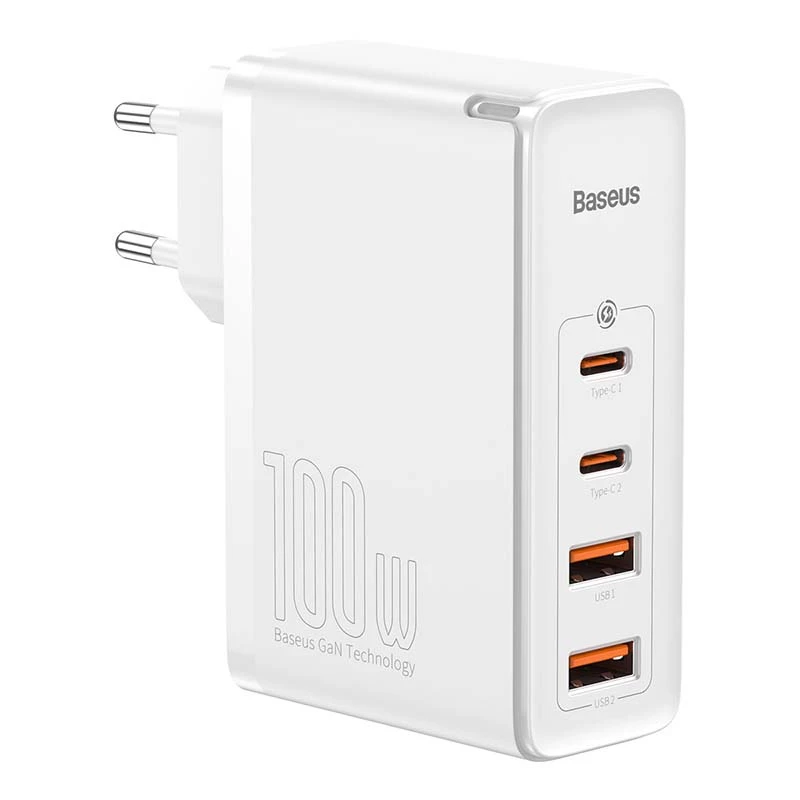 Cestovná nabíjačka Baseus GaN2 Pro Quick 2x USB + 2x USB-C, 100W, EU (biela)