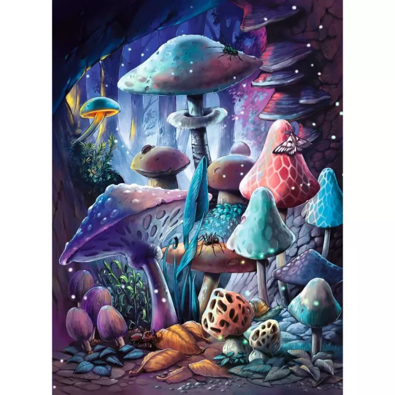Ravensburger Puzzle Im Mondschein leuchtende Pilze, svietiace v tme, 500 dielov
