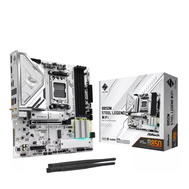Základná doska ASRock B850M Steel Legend WiFi — AMD B850, socket AM5, microATX, DDR5, 4 DIMM, Wi-Fi 7, 2.5Gb LAN