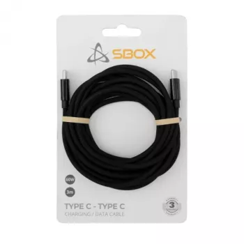 USB Type-C kábel SBOX 3 m, Type-C na Type-C, čierny