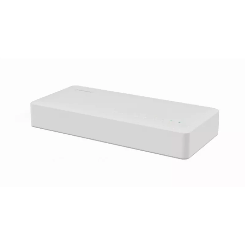 Neupravovateľný switch GEMBIRD NSW-G8-01 – 8× Gigabit Ethernet (10/100/1000), biela, DC 5V