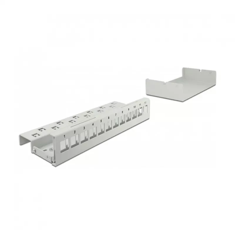 Patch panel DeLOCK Keystone 12 port sivý