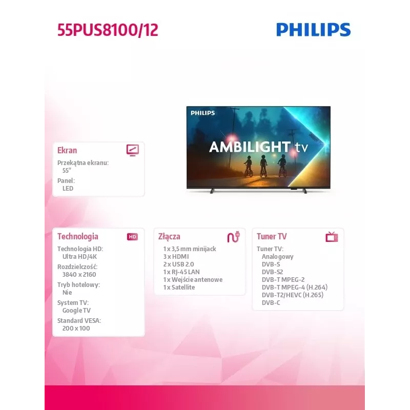 LED televízor Philips 55PUS8100/12 55