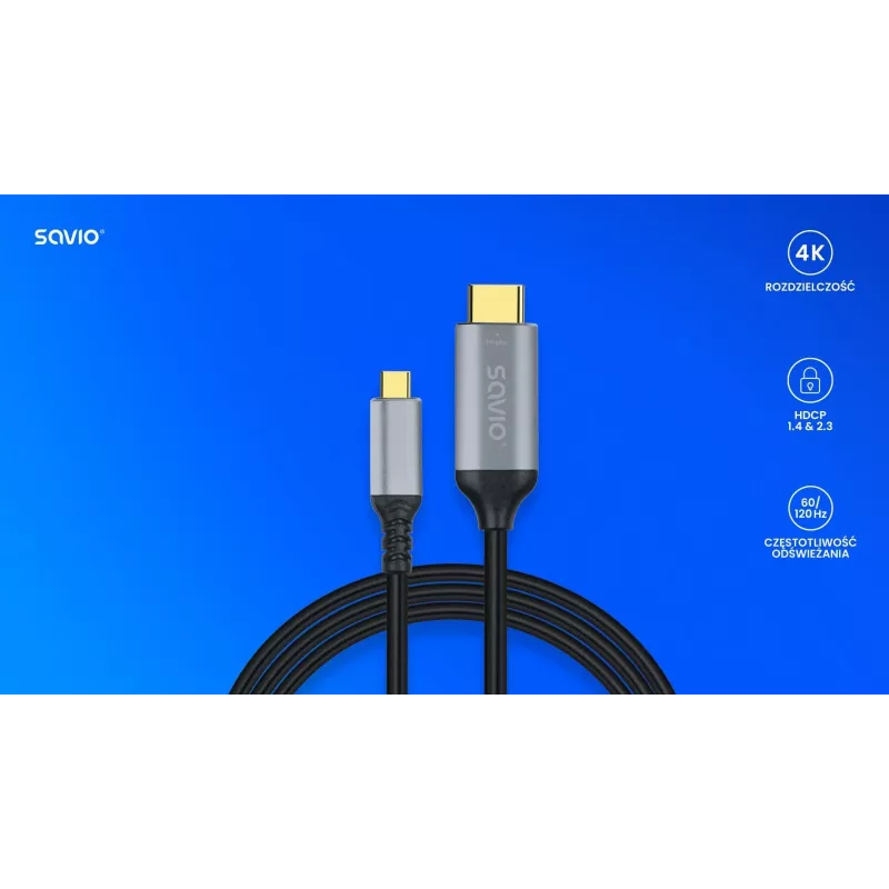 Kábel USB-C na HDMI v2.0b, 3m, meď CL-184