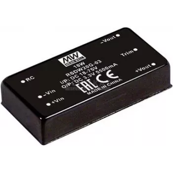 Napájací zdroj/menič Mean Well RSDW20G-03 — 20 W, vstup 18–75 V, výstup 3 V, RoHS