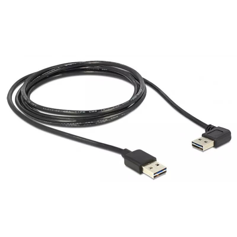 USB kábel DeLOCK 1m USB 2.0 A m/m 90° čierny