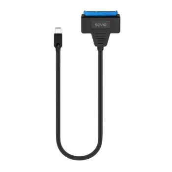 SAVIO SATA na USB-C kábel AK-69, SATA samica na USB-C samec, USB 3.2 Gen 1 (5 Gbit/s), 0,25 m, čierny