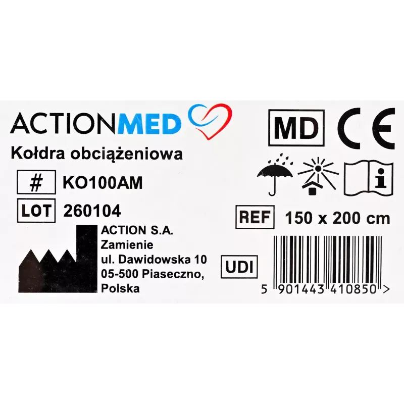 Záťažová deka ActionMed KO100AM — terapeutická pomôcka na spánok, tlaková deka