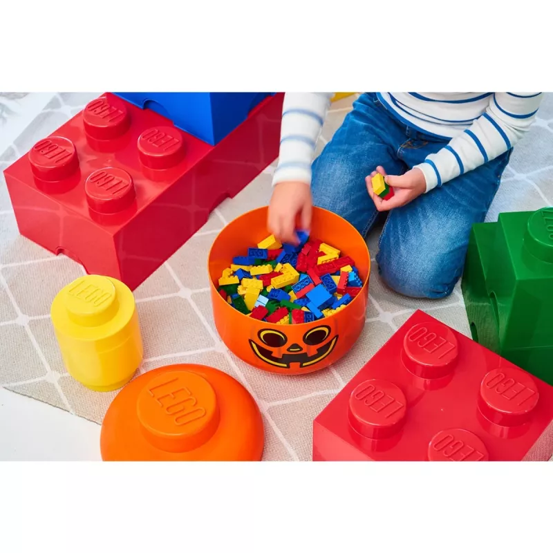 Úložná krabica Room Copenhagen LEGO Storage Head Pumpkin veľká oranžová/čierna