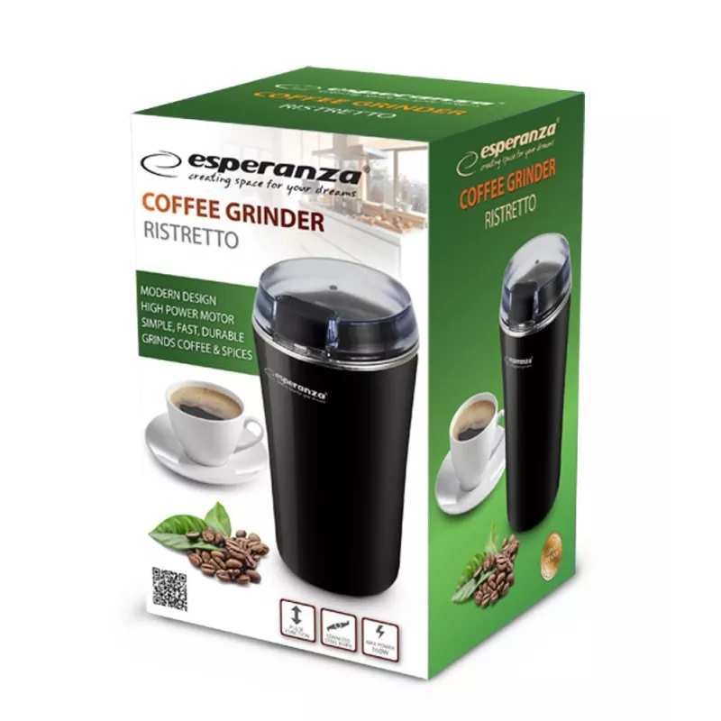 Kávomlynček s nožom ESPERANZA EKC008K — 160 W, kapacita 70 g, čierny