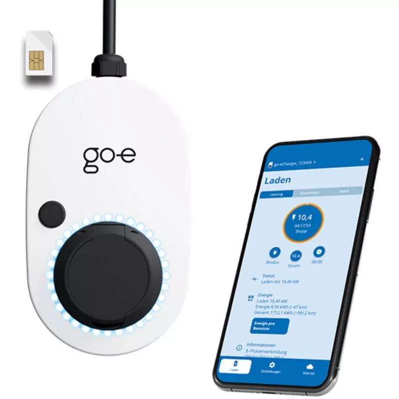 Charger Gemini 2.0, 22 kW (32A 3-fázový), wallbox biela/čierna, bez kábla, 4G/LTE