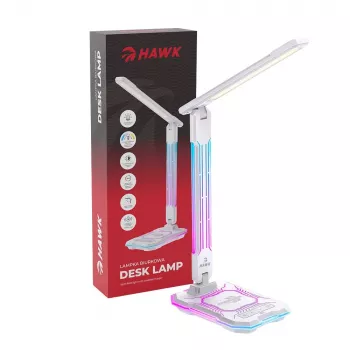 Stolná lampa Hawk HW-LAMP04 biela LED nastaviteľná, biely povrch, nastaviteľná hlava a rameno