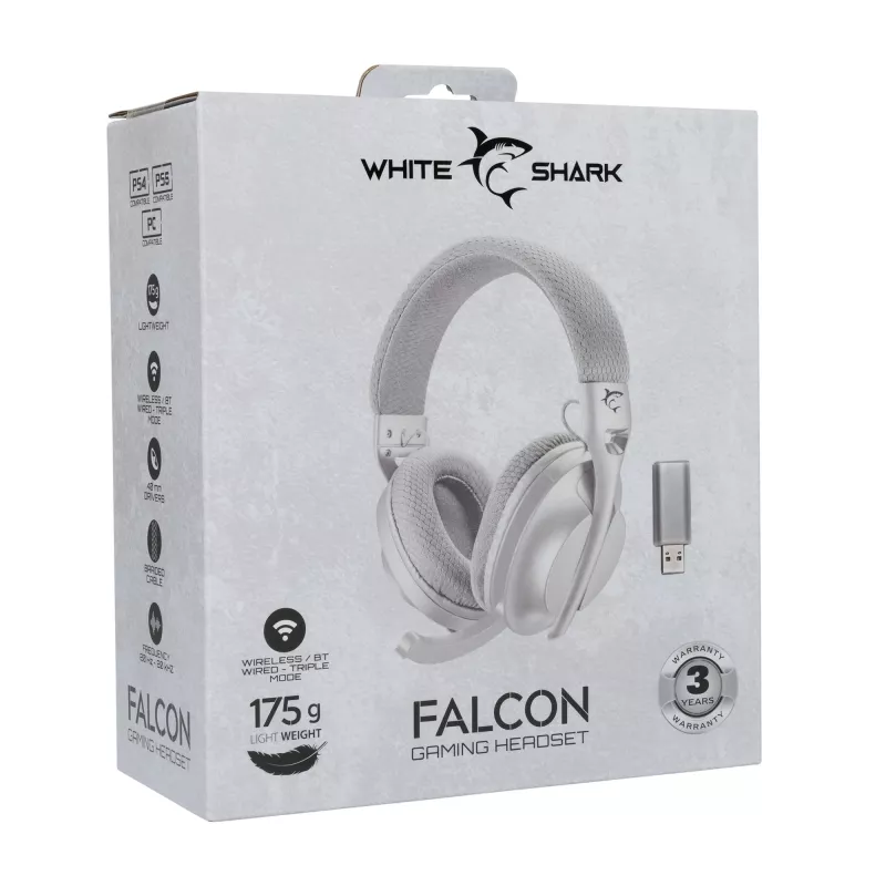 Slúchadlá White Shark WGH-2441 Falcon biela/sivá