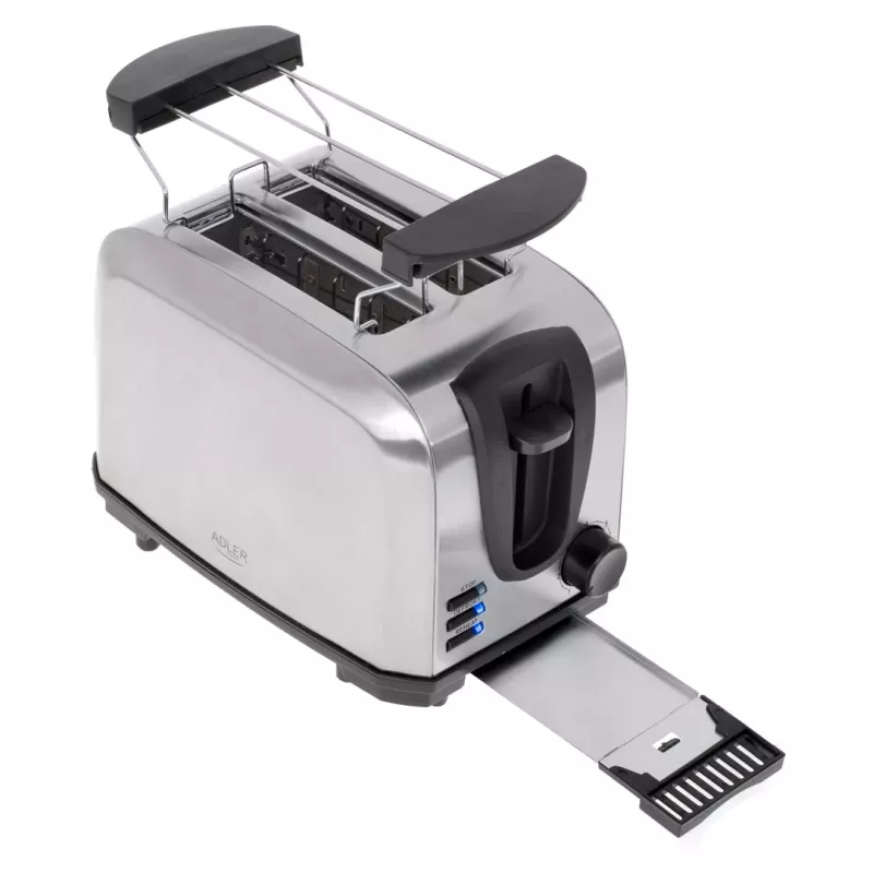 Hriankovač Adler AD 3222 2 plátky 1000 W strieborná