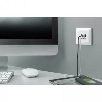 DIGITUS DA-70618 - USB výstup - USB, USB Type-C - 2 USB porty, 1 USB-C konektor samica - 3,1 A - RAL 9003, signálna biela