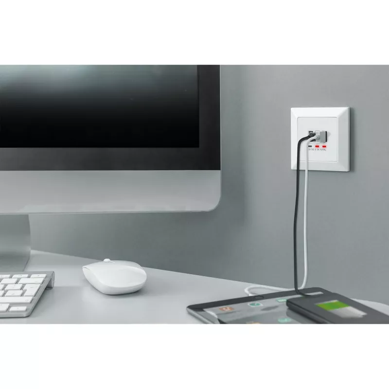 DIGITUS DA-70618 - USB výstup - USB, USB Type-C - 2 USB porty, 1 USB-C konektor samica - 3,1 A - RAL 9003, signálna biela
