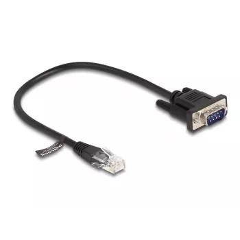 Delock sériový kábel RS-232, RJ45 samec na D-Sub 9 samec, 30 cm, čierny