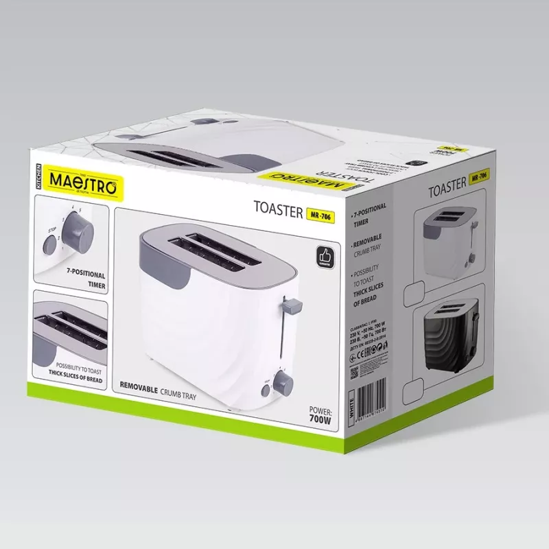 Hriankovač Maestro MR-706-biely, na 2 plátky, biely