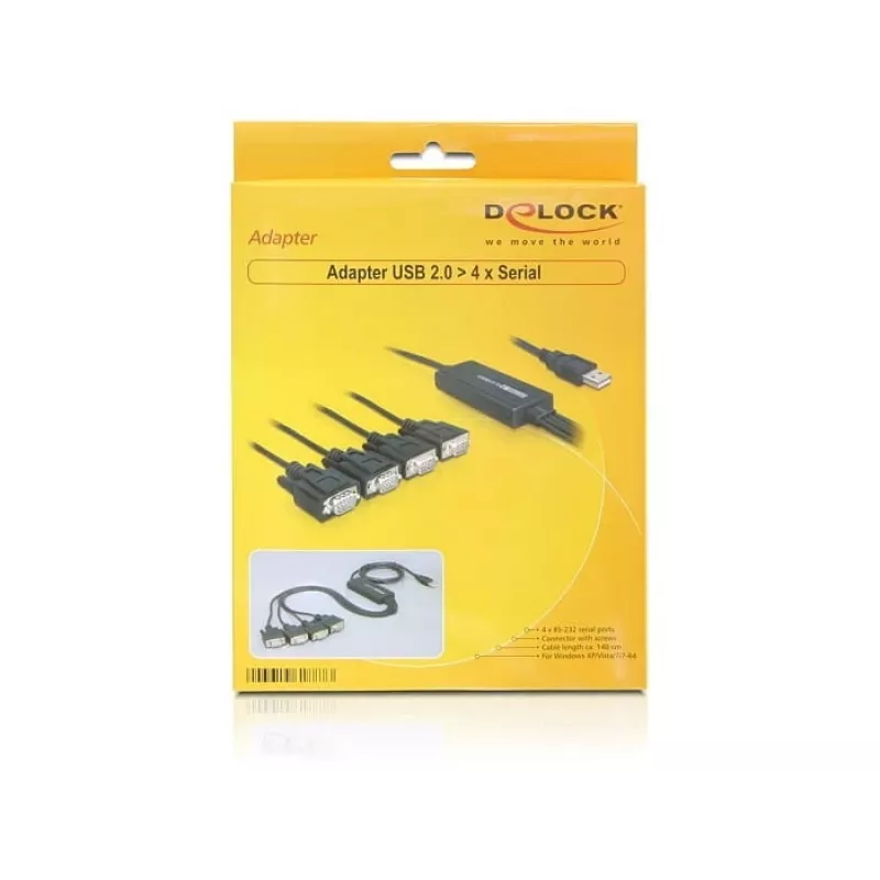 DeLock USB2.0 > 4 x sériový adaptér - sériový adaptér - USB - RS-232 x 4 (61887)