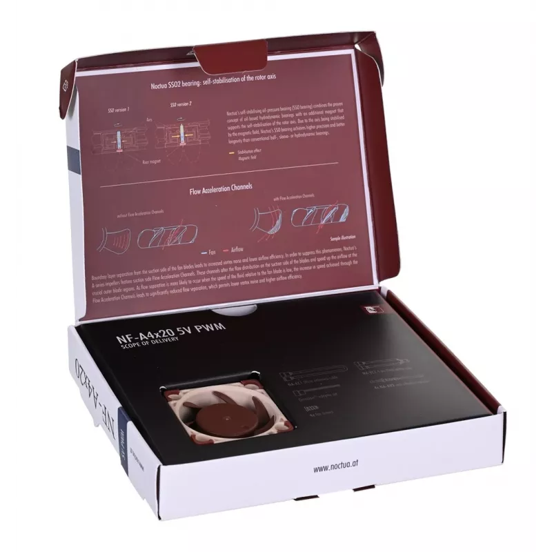 Noctua ventilátor NF-A4X20 5V PWM — 40×20 mm, 5 V, 4-pin PWM, 1100–5000 ot/min, 9,4 m³/h
