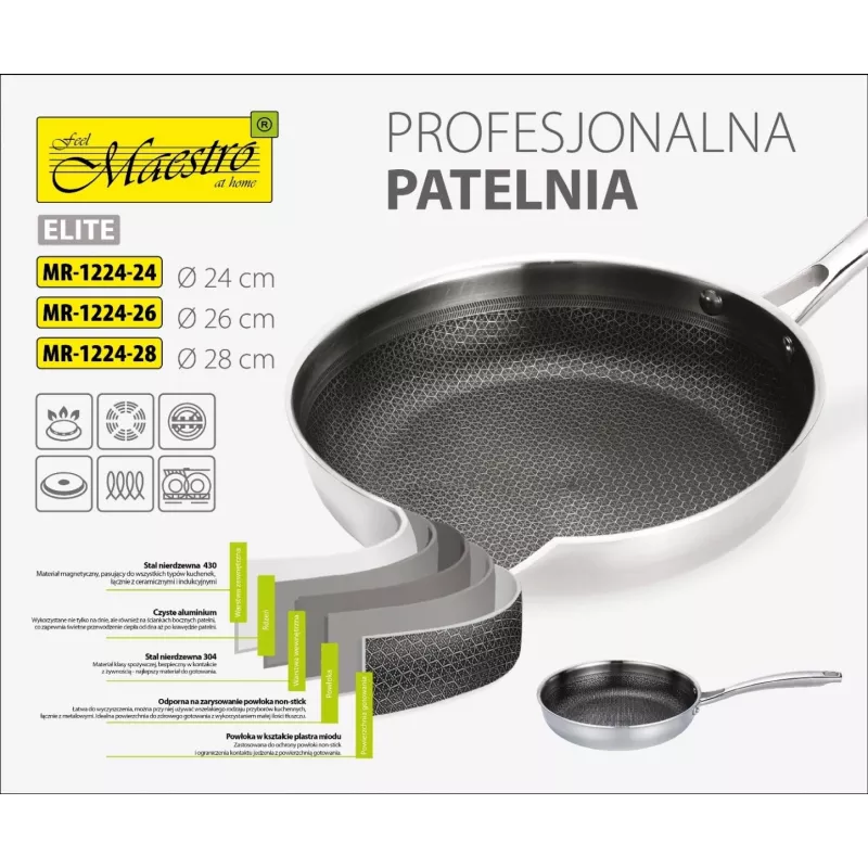 Profesionálna panvica Maestro MR-1224-24 24 cm