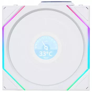 120 mm ventilátor do skrine Lian Li 12RTLLCD1W1W ARGB Wireless LCD biely