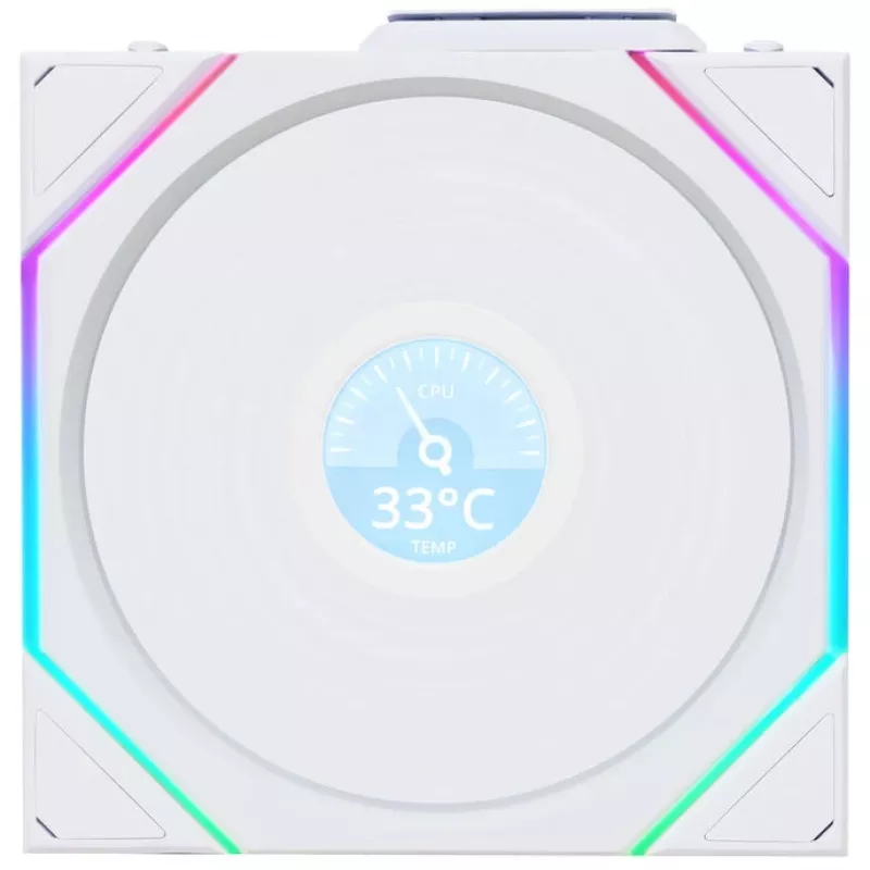 120 mm ventilátor do skrine Lian Li 12RTLLCD1W1W ARGB Wireless LCD biely