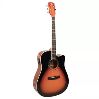 Elektroakustická gitara V-tone VEAG1 CE 4/4 drevo — plnorozmerný dreadnought, cutaway, smrekový vrch, mahagónové dno a boky, vstavaný predzosilňovač