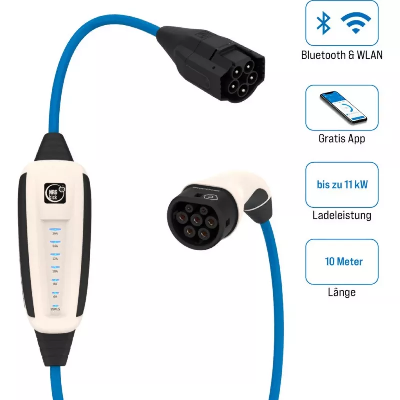 NRGkick 17101000 mobilný wallbox 16A Pure, 11 kW, kábel 10 m, Type 2, Wi-Fi + Bluetooth, biely