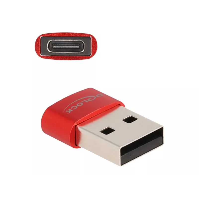 Delock - USB adaptér - USB (M) na 24 pin USB-C (W) - USB2.0 3 A - červený (60050)