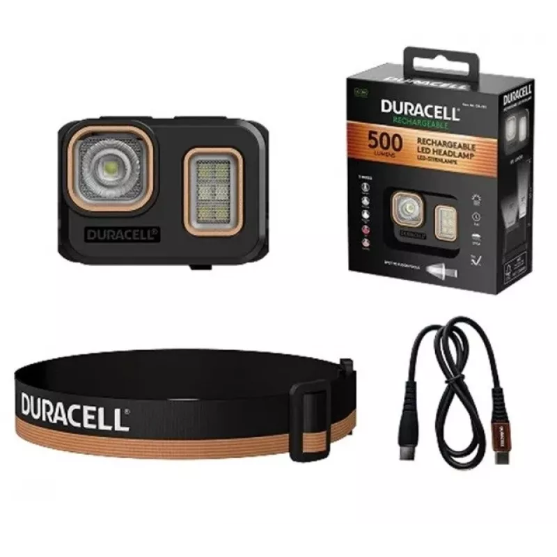 Čelová lampa Duracell DH500R čierna, oranžová