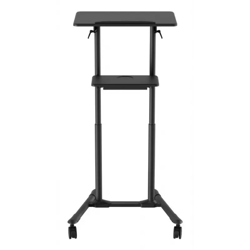 Gembird TVS-DESK-01-BK mobilný stojací stôl s kolieskami, nastaviteľná výška 111–134,5 cm, sklon 30°, max. 20 kg, čierny