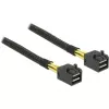 Delock - interný SAS kábel - SAS 6Gbit/s - 4x Mini SAS HD (SFF-8643) na 4x Mini SAS HD (SFF-8643) - 1,0m - pre P/N: 62703, 62704 (83387)