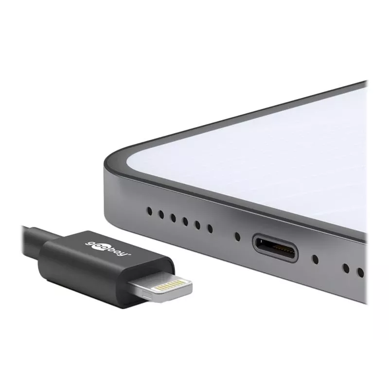 Goobay USB-C™ nabíjací a synchronizačný kábel, 1 m, čierny - MFi kábel pre Apple iPhone/iPad čierny (39445)