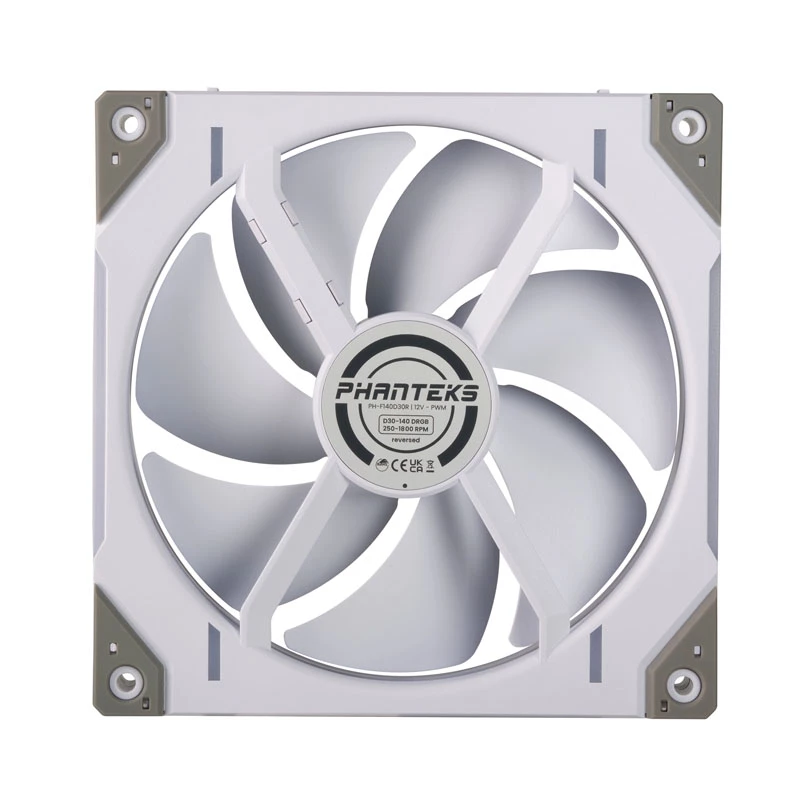 Phanteks D30-140 PWM Reverse Airflow D-RGB ventilátor do skrinky PH-F140D30R_DRGB_PWM_WT01, 140 mm, biely